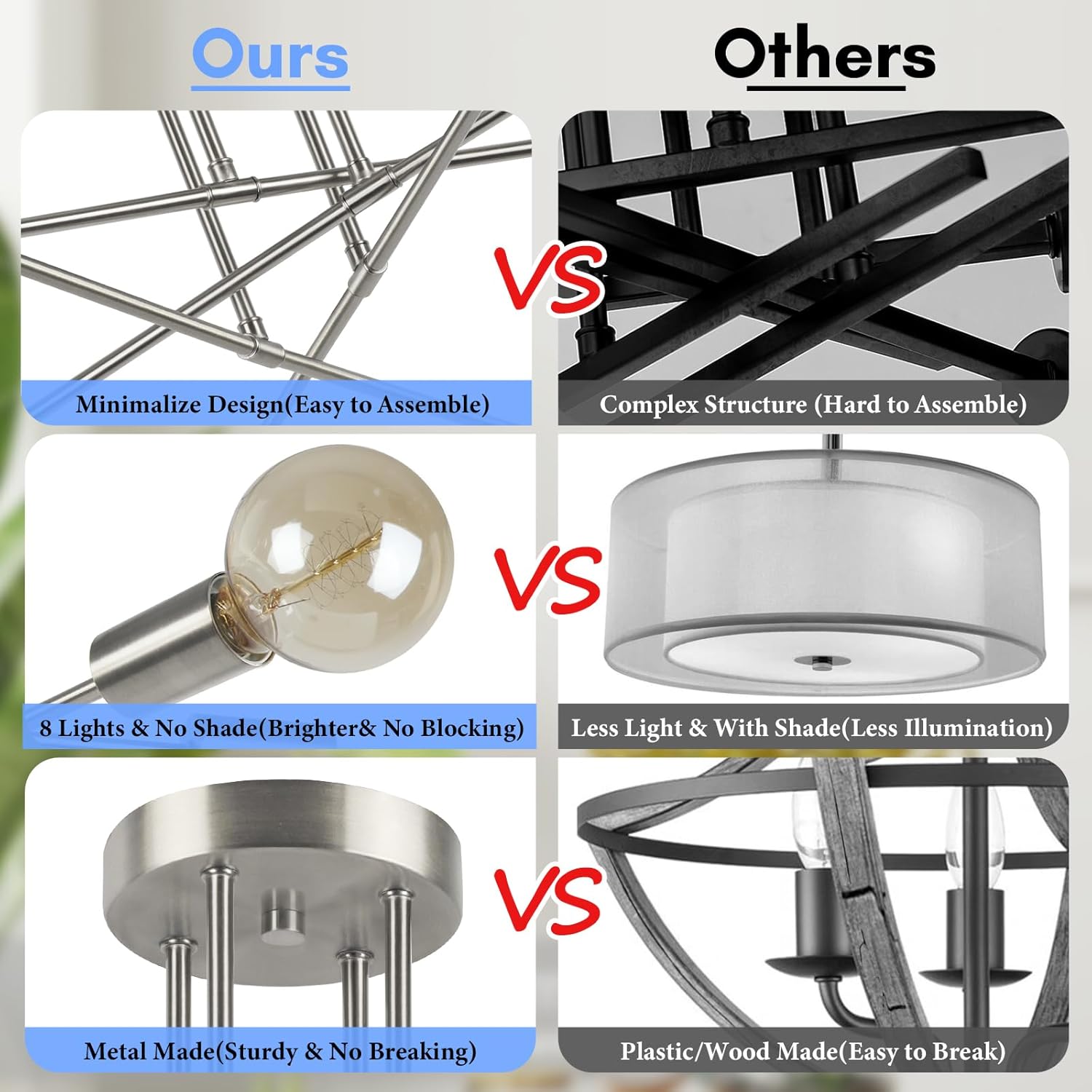 Modern Sputnik Chandelier 8-Light Industrial Ceiling Lights Fixture 32