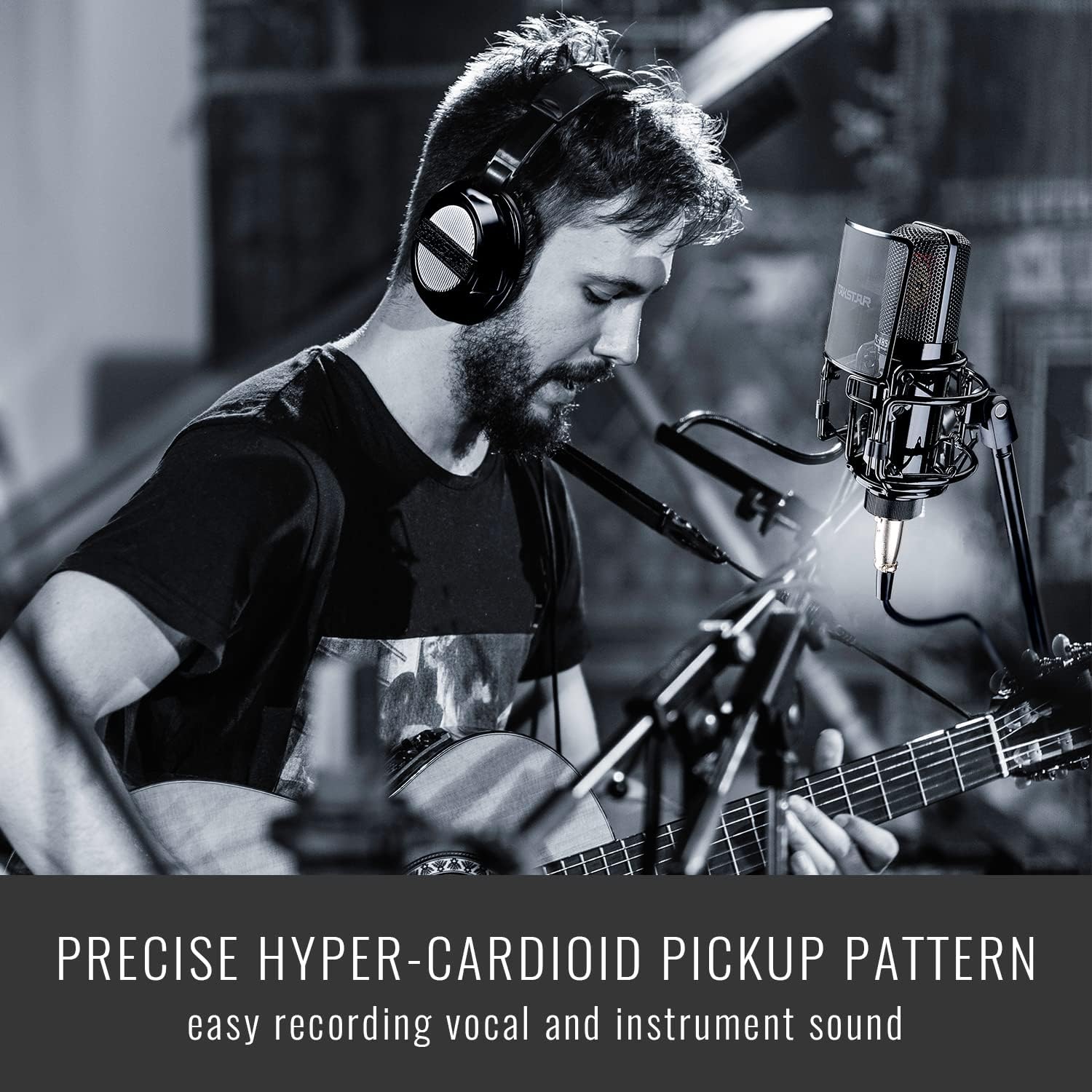 TAKSTAR XLR Condenser Microphone with 34mm Gold-Plated Large Diaphragm, High Sensitivity Cardioid Studio Mic for Recording, Podcasting, Streaming, Voice Overs, Singing, Gaming (PC-K850)