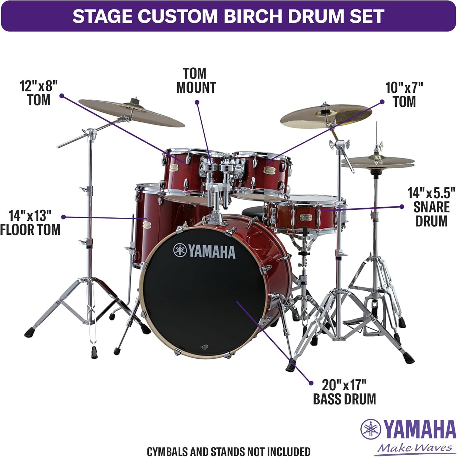 Yamaha Stage Custom Birch 5pc Drum Shell Pack With a 20