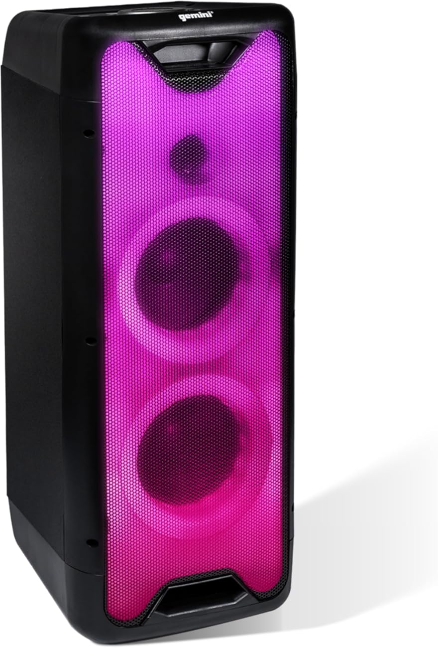 Gemini Bluetooth Party Speaker 800W with LED Lights, Dual 6.5” Woofers, Mic & Guitar Inputs, TWS Pairing, USB/FM/AUX/Bluetooth Playback, 16 Hr Battery – Portable Speaker for Parties (GLS-550)