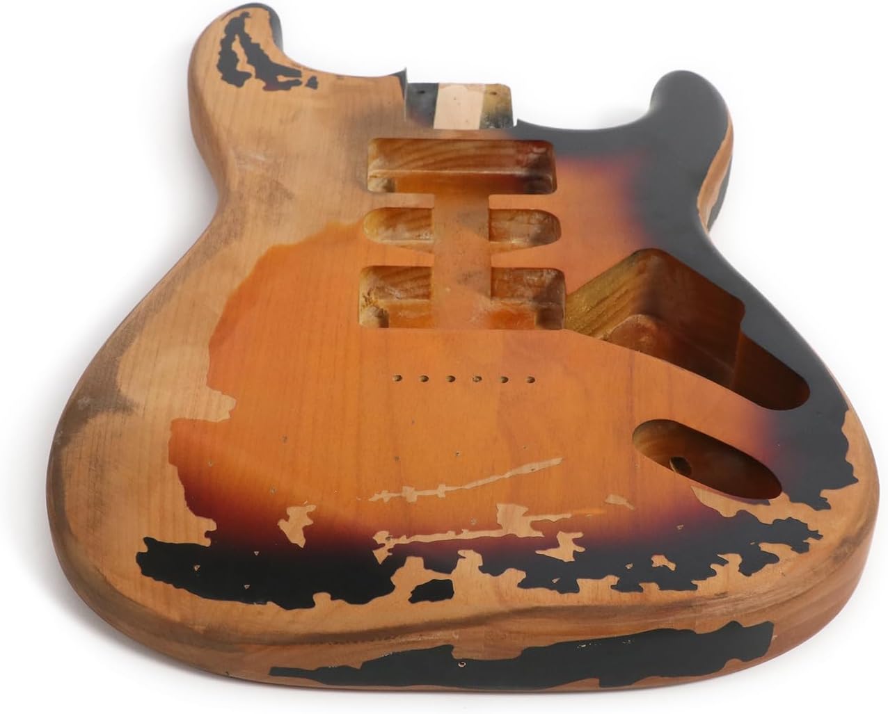 Sunsmile Relic Electric Guitar Body ST Style Nitro Top Alder Wood DIY Guitar Body H-S-H Route Relic 3 Tone Sunburst.
