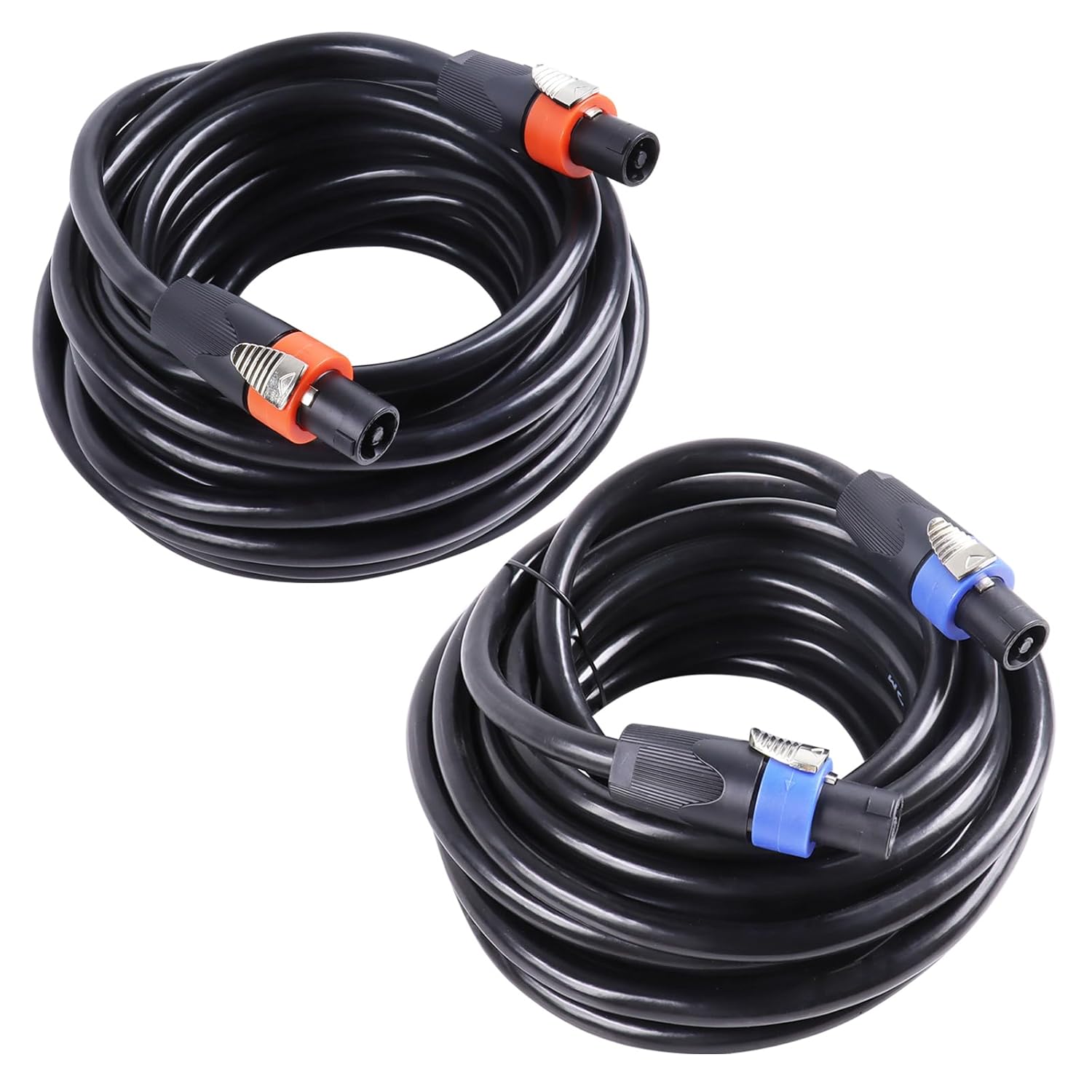 25 Feet Pack of 2 Heavy Duty 4 Pole SpeakOn Cables, 12 Gauge for PA DJ Studio, Stage Extension Wire with Twist Lock (4 Conductors, 25Ft.)