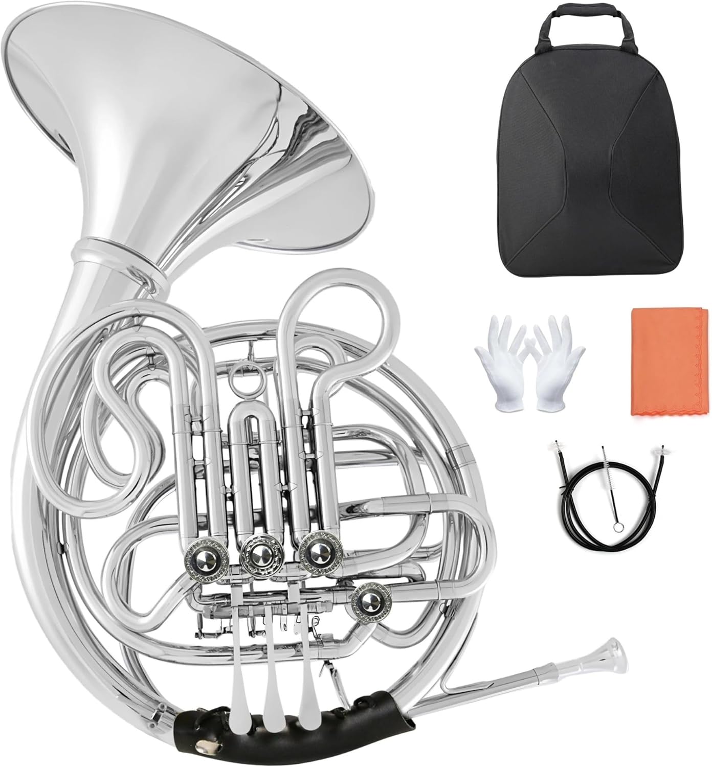 Professional Instrument Double Row French Horn 4 Keys Flat Brass Body