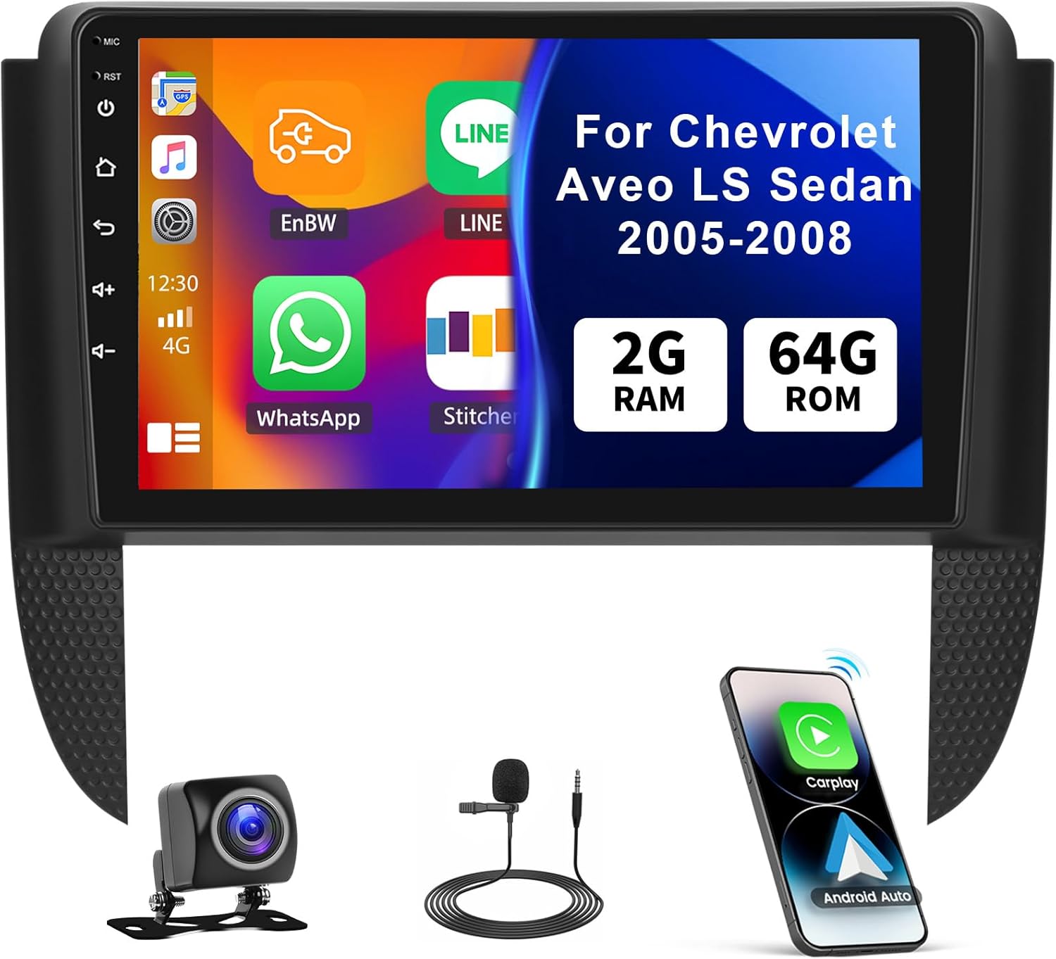 2G+64G Car Radio for Chevrolet Aveo LS Sedan 2005-2008 with Wireless Carplay Android Auto,9