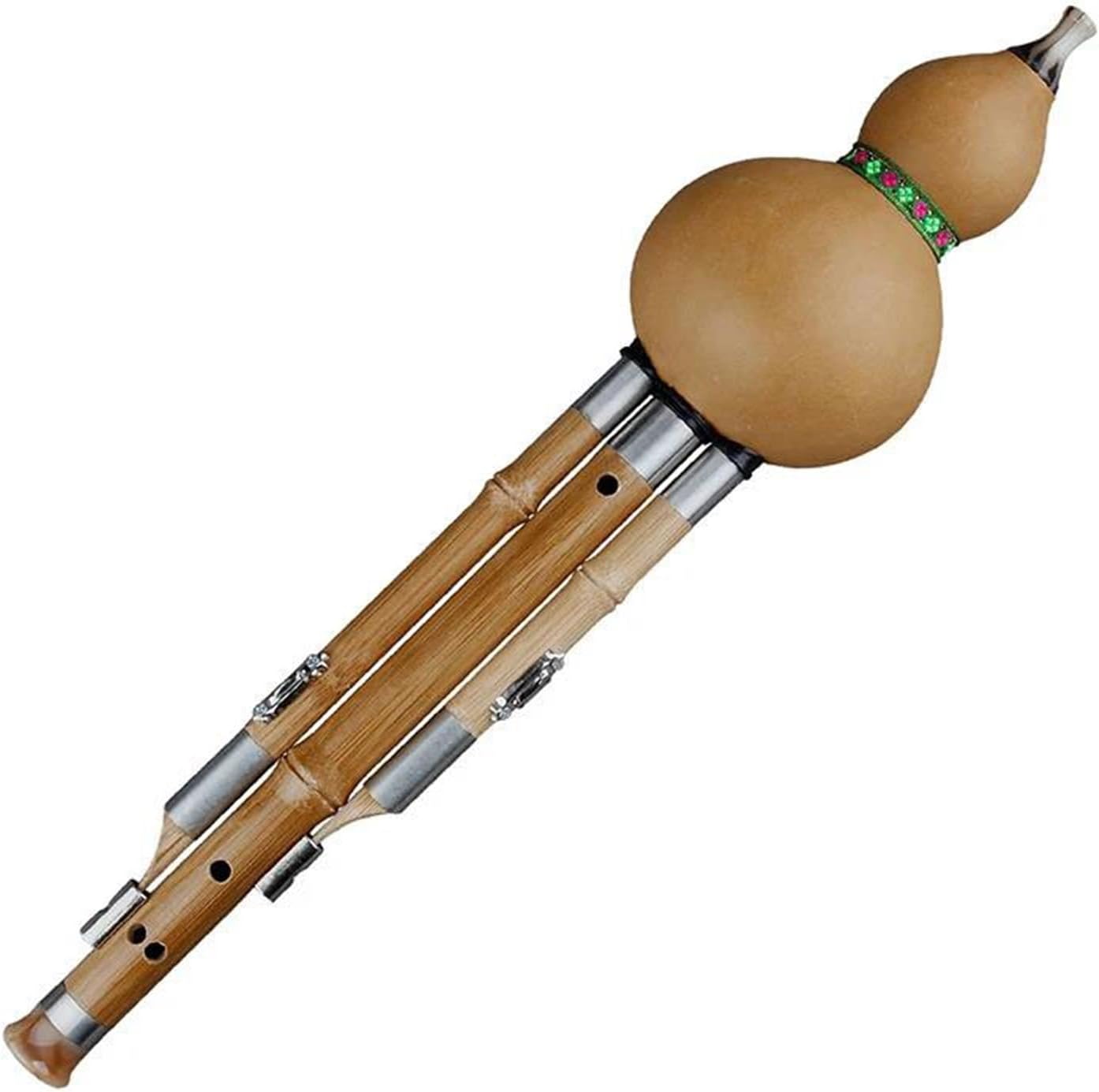 Hulusi Flute Chinese Traditional Musical Instruments With Chinese Elements C Key Cucurbit Flute Hulusi Brown Woodwind Instrument(B)