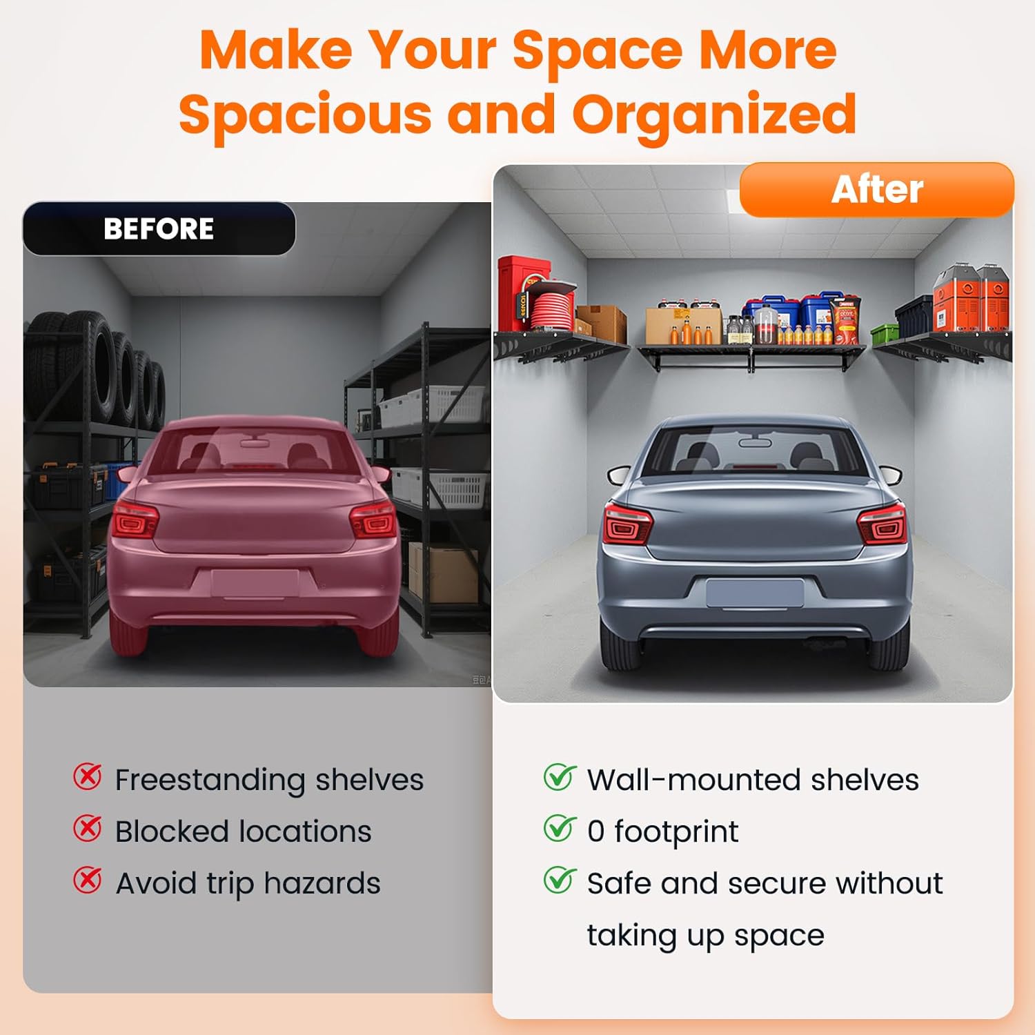 Garage Shelving 2x3ft 4-Pack, Garage Storage Rack 24