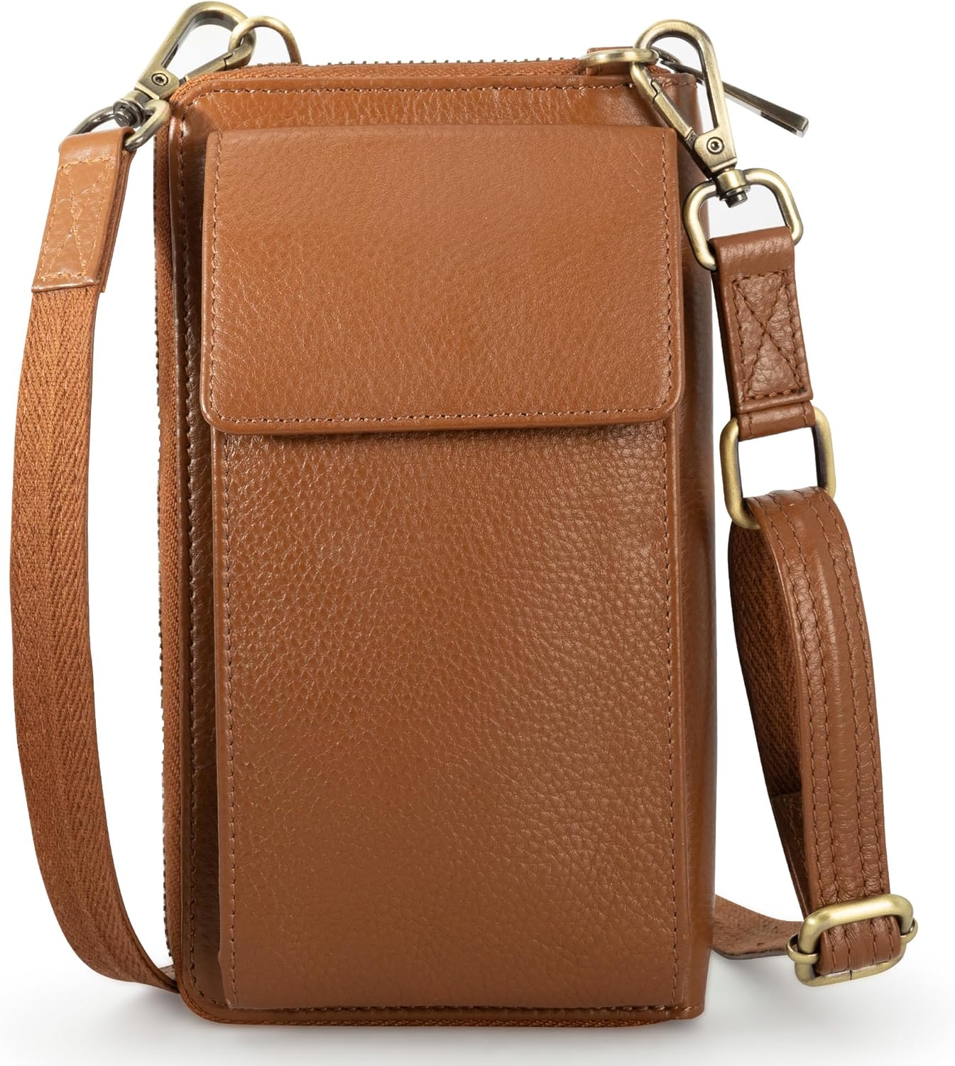 BULL GUARD Crossbody Leather Wallet Phone Purse, Anti Theft and RFID Blocking, Small Elegant Design for Travel