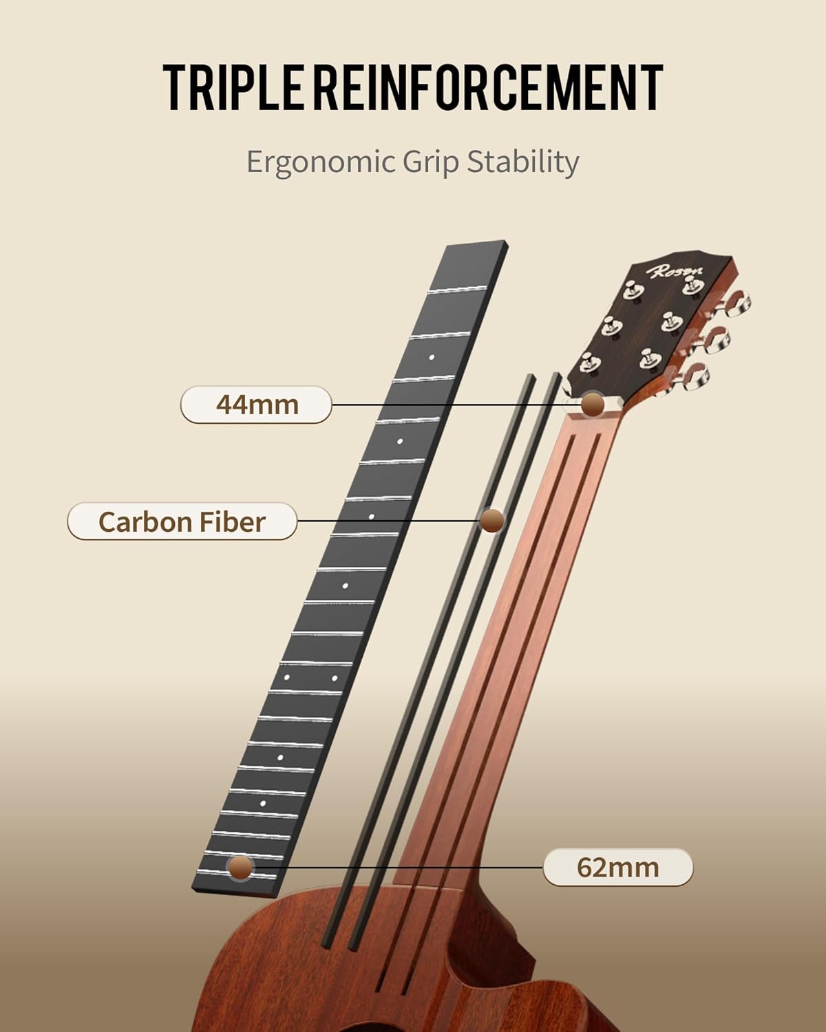 Rosen G31 Dreadnought Acoustic Guitar Soild Spruce Top 41 Inch Guitarra Full Size Cutaway with Gloss Finish Bundle Starter Kit with Gig Bag, Strings, Strap, and Picks