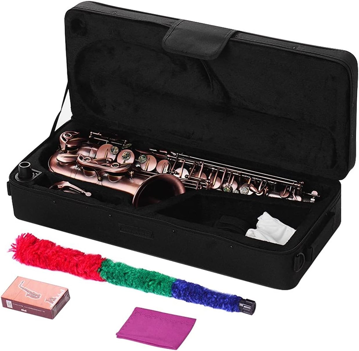 Bronze Bent EB Alto Saxophone E-Flat Sax Carved Pattern Woodwind Instrument with Carry Case Glovess Student Saxophone