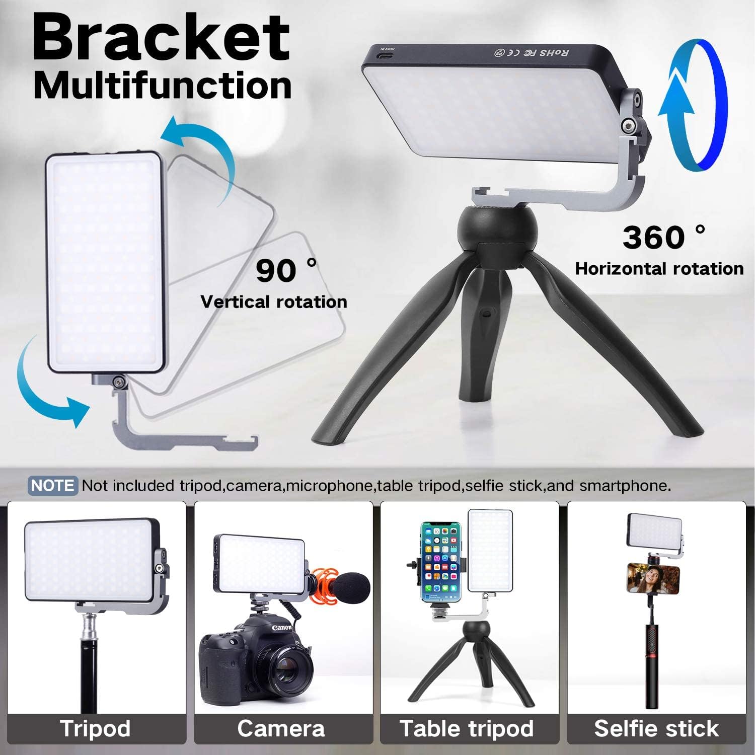 G2 Pocket RGB Camera Light,Built-in 7200mAh Rechargeable Battery 360°Full Color Gamut 9 Light Effects,2600-10000K LED Video Light Panel with Aluminum Alloy Body, Adjustable Tripod Stand