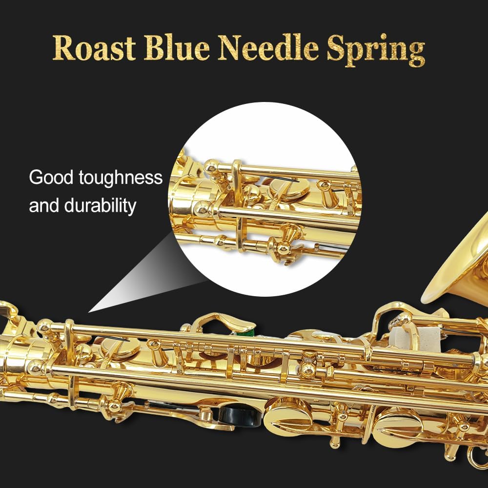 Yinfente Eb Alto Saxophone For Beginners Adult,Saxophone Student,E Flat Alto Sax Full Kit With Reeds,Pads Cushions,Hard Carrying Case,Cleaning Cloth & Rod,Mouthpiece,Gloves,Neck Strap Gold