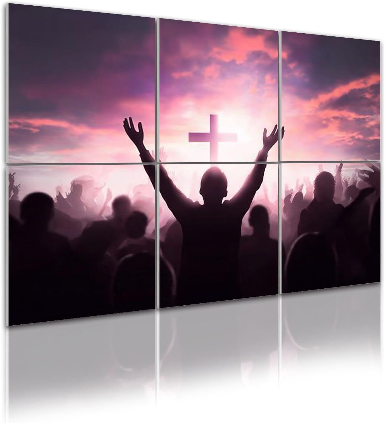 6 Pack Art Acoustic Panels christian people group raise hands up worship Christ together cross Sound Absorbing Panel 48