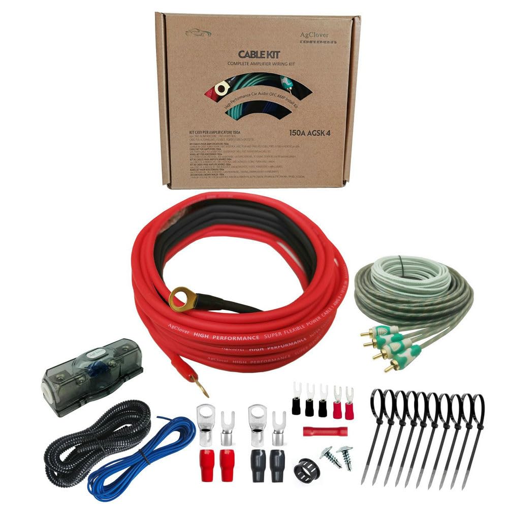 4GA Amp Wiring Kit, 100% Oxygen Free Copper OFC 3000W Complete Amplifier Wire Installation Accessories - Make Connections and Brings Power to Car, Home and Marine Audio Systems