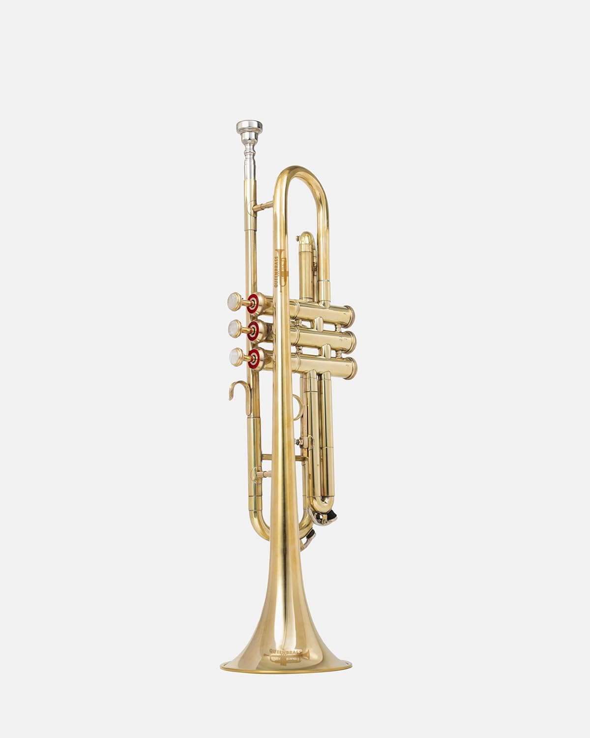 Standard Trumpet in Bb Pitch – Full Brass Finish with Red Valve Accents | Brass Wind Instrument with Mouthpiece & Case for Beginners & Students