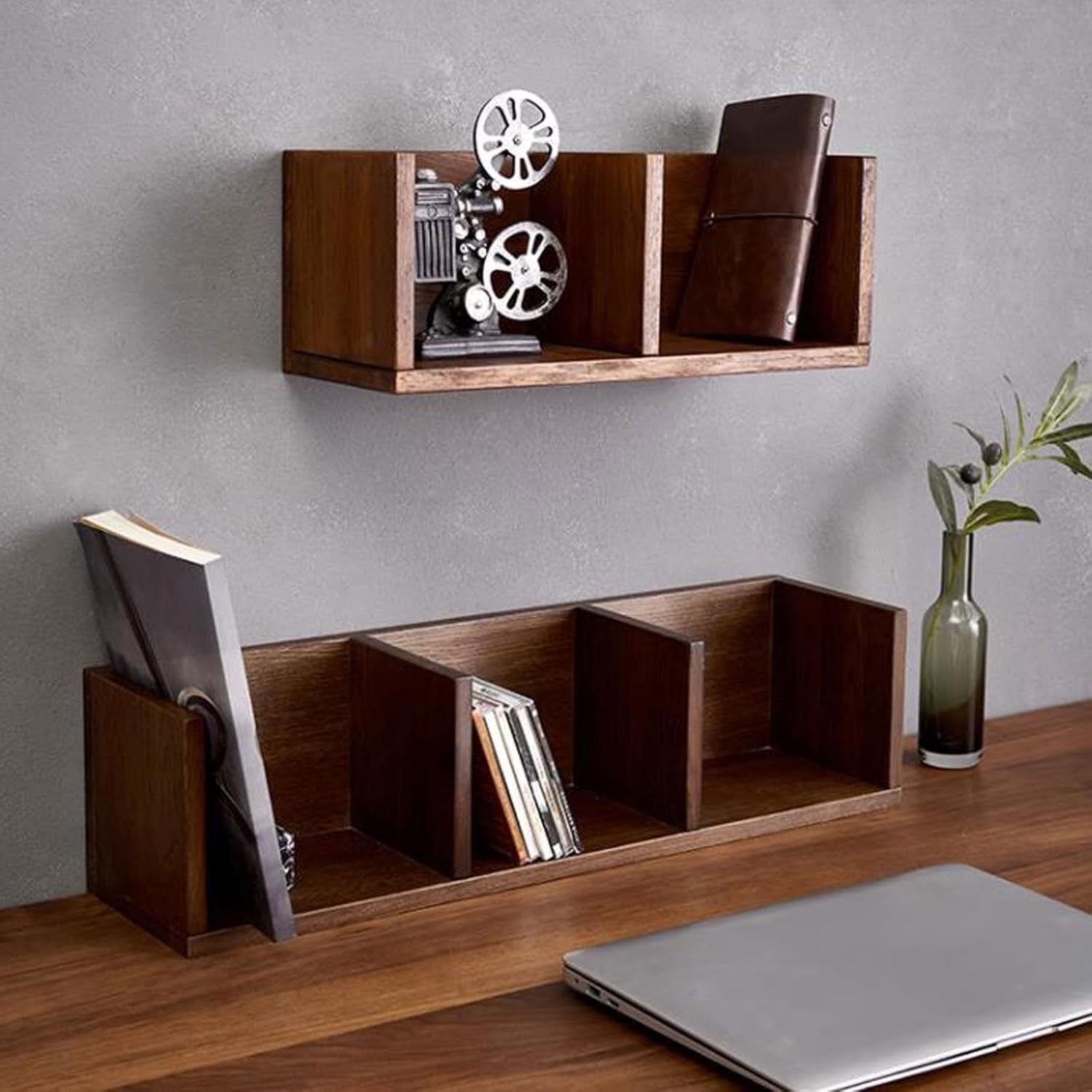 Floating Wall Shelves Rustic Wall Mount Floating Shelves, Cube Multi Grid Display Case Floating Organizer Rack, Farmhouse Style Home Decor for Bathroom, Kitchen, Bedroom, Living Room Shelving Wall Mou