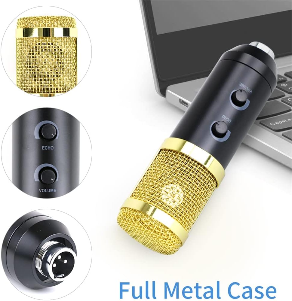 USB Bm 900 Microphone Condenser Microphone for Computer Recording Studio Recording Microphone with Stand (Color : Silver, Size : BM 900)