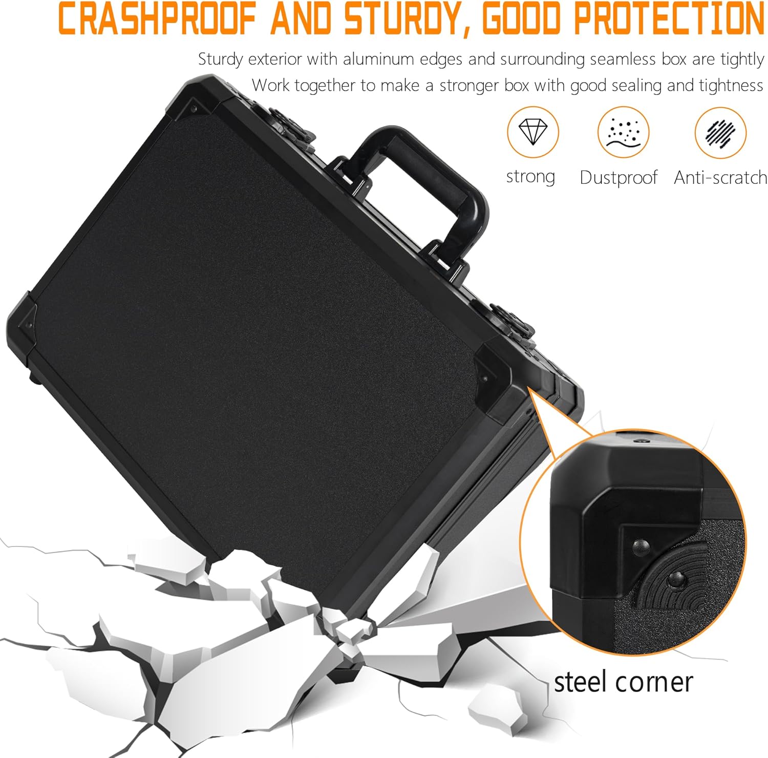 23 Inch Aluminum Carrying Case 23 X 16.5 X 8.6 Inch Ideal for Microphone & Camera Gear Transportation, DJ Mixer Case with Customizable Pre-Diced Foam, Black