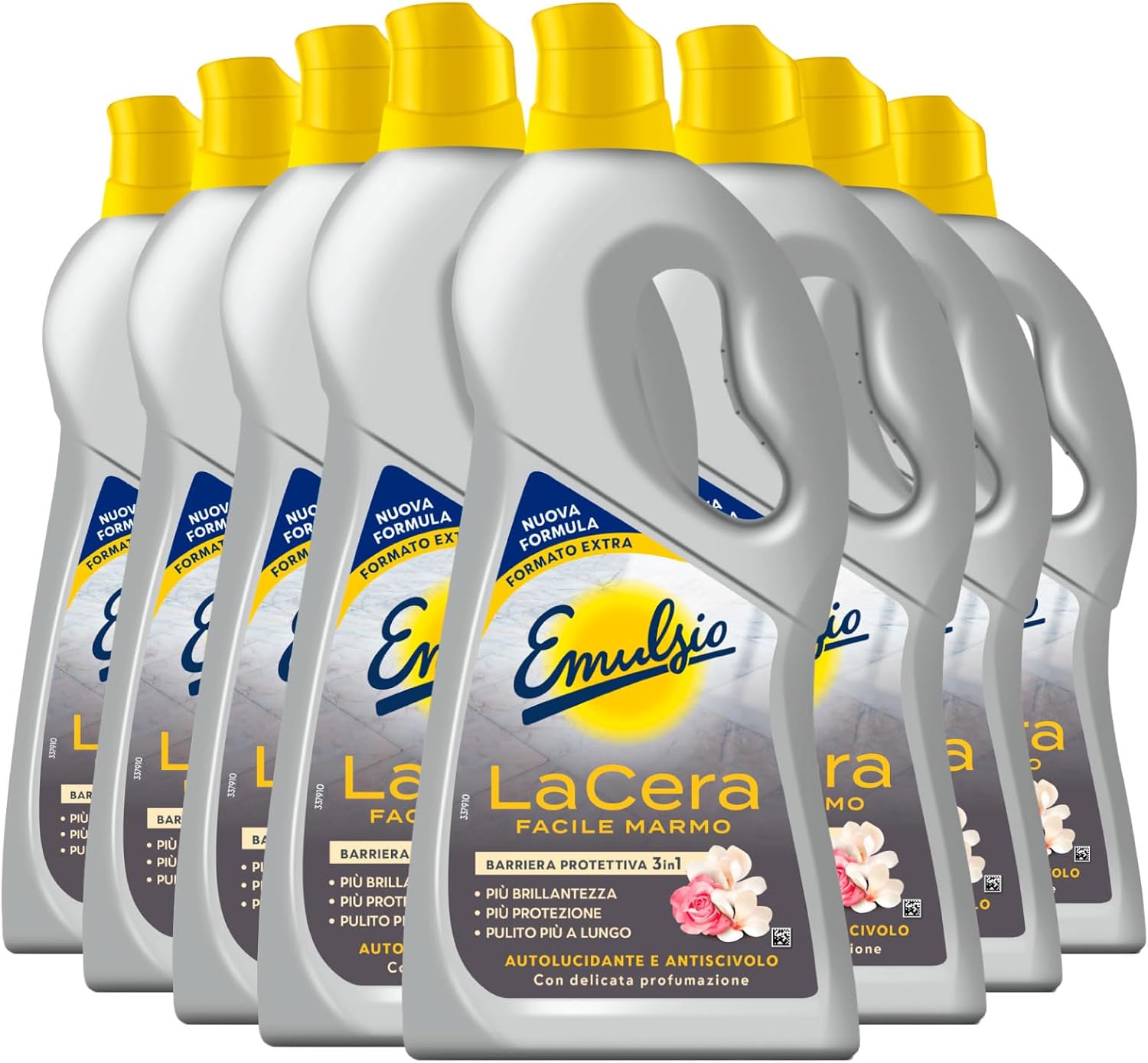 La Easy Marble Self Polishing Wax for Floors Professional Formula Barrier 3in1 Protection Shine and Cleaning – 8 Bottles of 730 ml Each