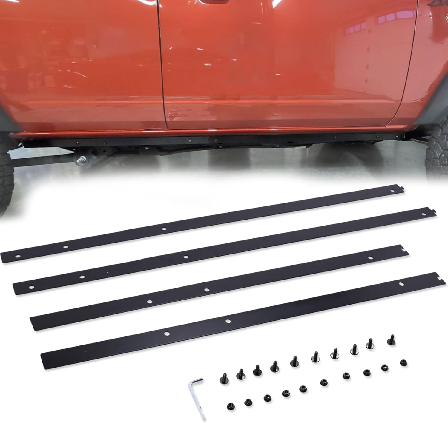 Pinch Weld Cover Fit for Ford Bronco 4 Door 2021 2022 2023 2024 2025 Trail Armor Rocker Guard Made of Aluminum