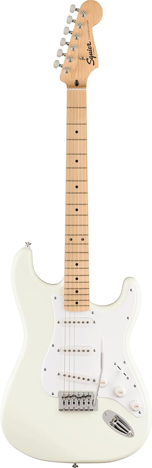 Fender FSR Squier Sonic Stratocaster Electric Guitar - Arctic White, Maple Fingerboard, White Pickguard