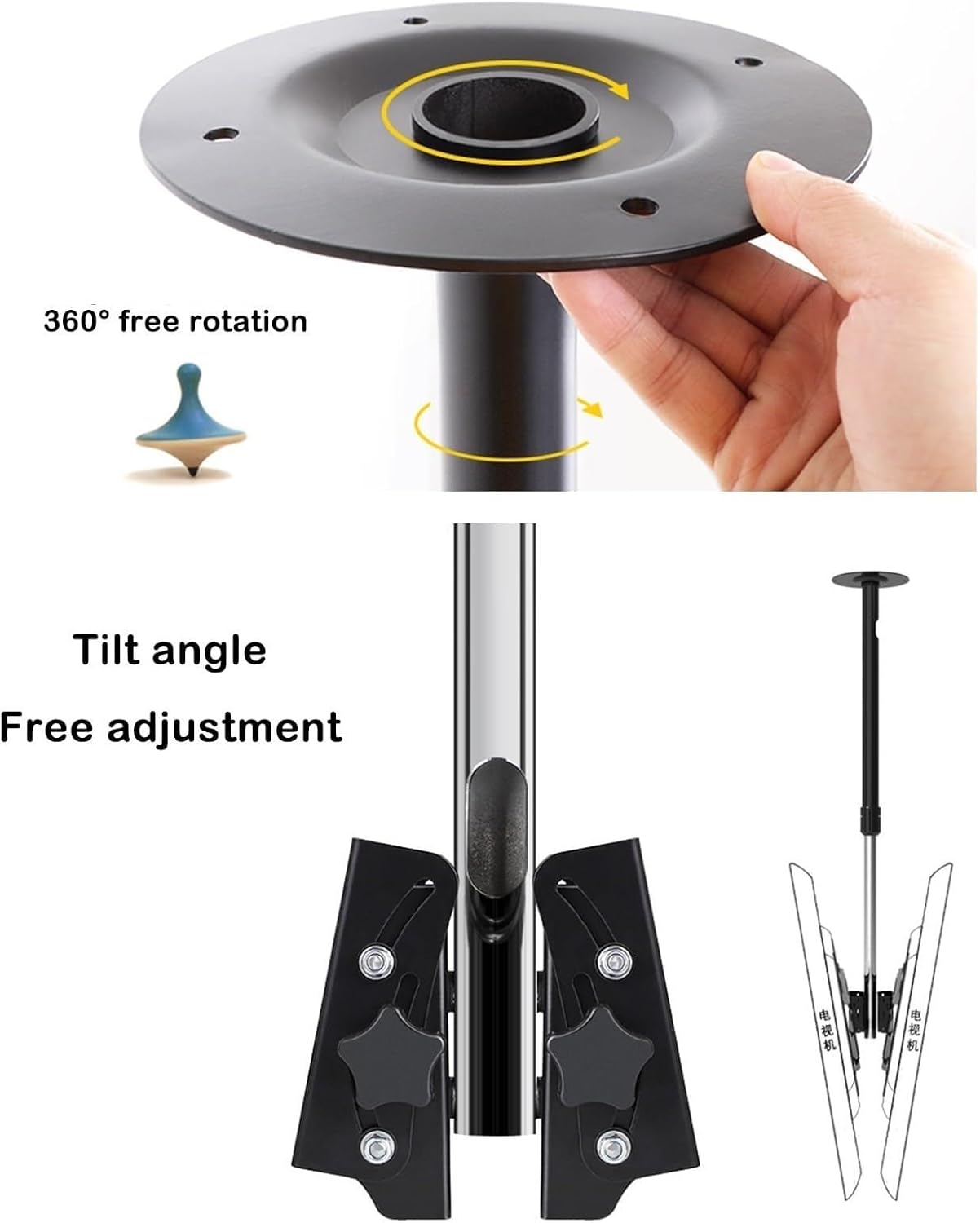 Monitor Mount,tv Wall Mount, Double Sided TV Mount Bracket - Tilt and Rotatable TV Stand, Fits 32-70 Inch TVs TV Mount, Height Adjustment Up and Down, No Disassembly