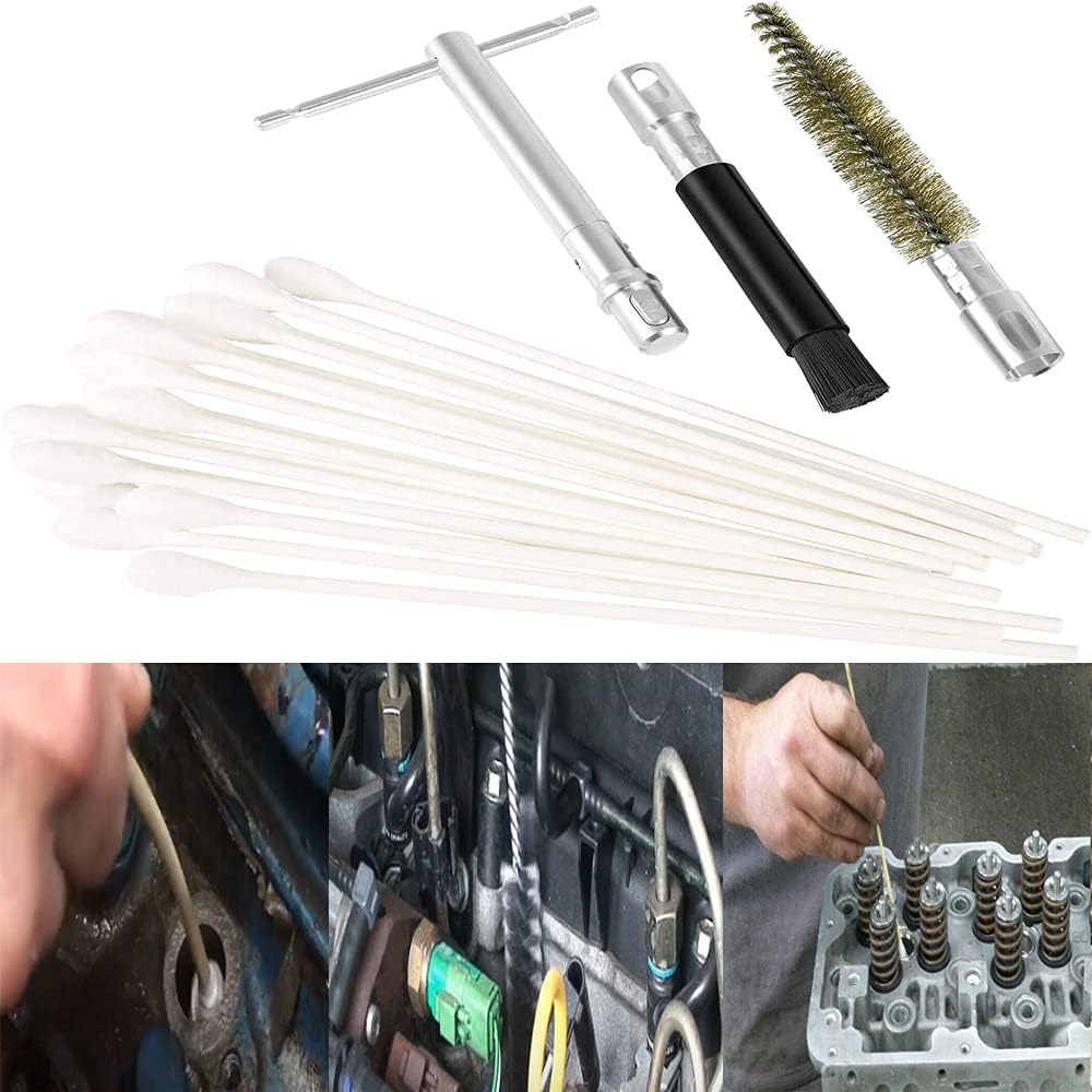 Suitable For 6.6L Duramax Diesel Injector Bore Cleaning Brush and Swabs Set EN47909, Cylinder Sleeve/Injector Sleeve Cleaning Brush Kit