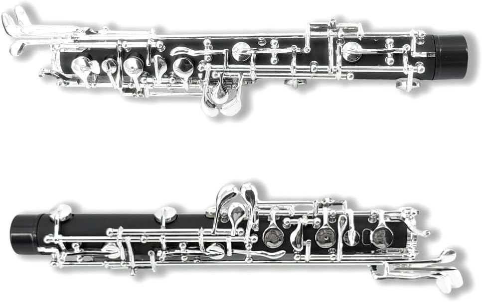 Professional Oboe C Key Forked-F Resonance Semi-Automatic Woodwind Instruments Ebonite Body Silver-Plated Keys with Oboe Reeds & Case Ideal for Beginners, Students & Advanced Players