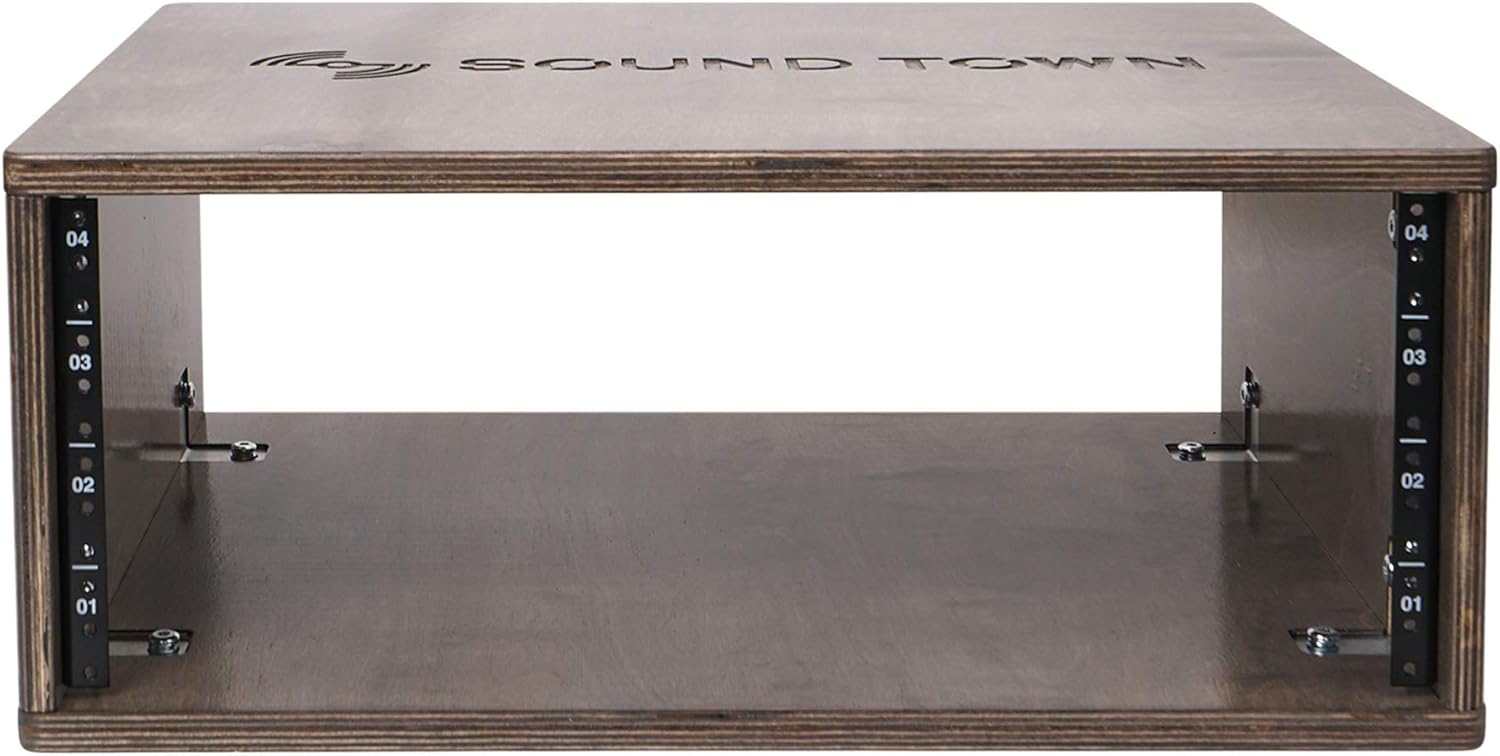 Sound Town DIY 4U Studio Rack with Baltic Birch Plywood, Weathered Brown (SDRK-Y4B)