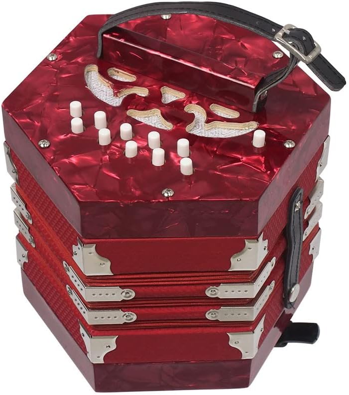 Professional Concertina, 20 Buttons Accordion With Adjustable Hand Strap And Carrying Bag, Beginner Musical Instrument For Daily Practice Stage Performance