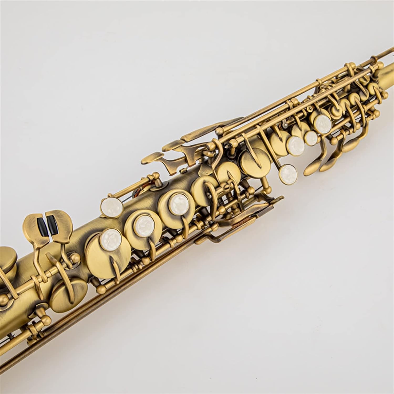 Brass Straight Sax Saxophone Bb B Flat Woodwind Instrument Natural Shell Key Carve Pattern