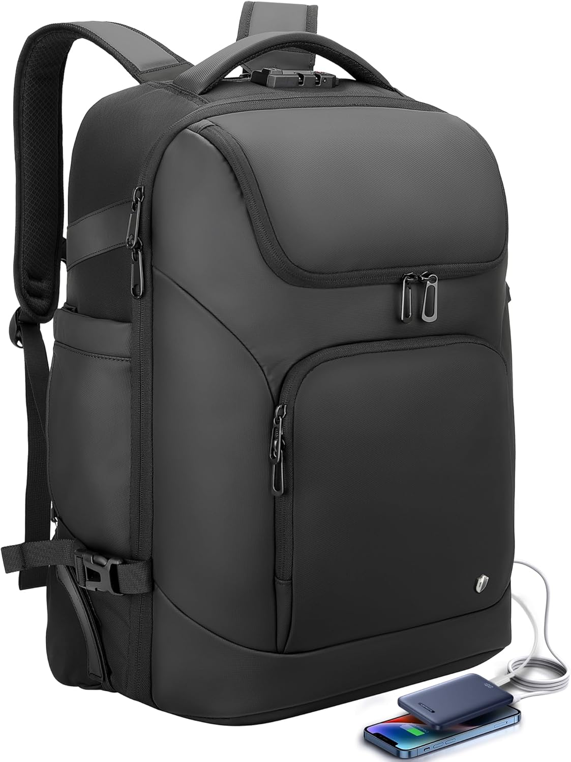 Backpack for Men, Anti Theft Convertible Laptop Backpack with Wheels,50L Rfid Personal Item Wheeled Backpack for Travel Business Work, Black
