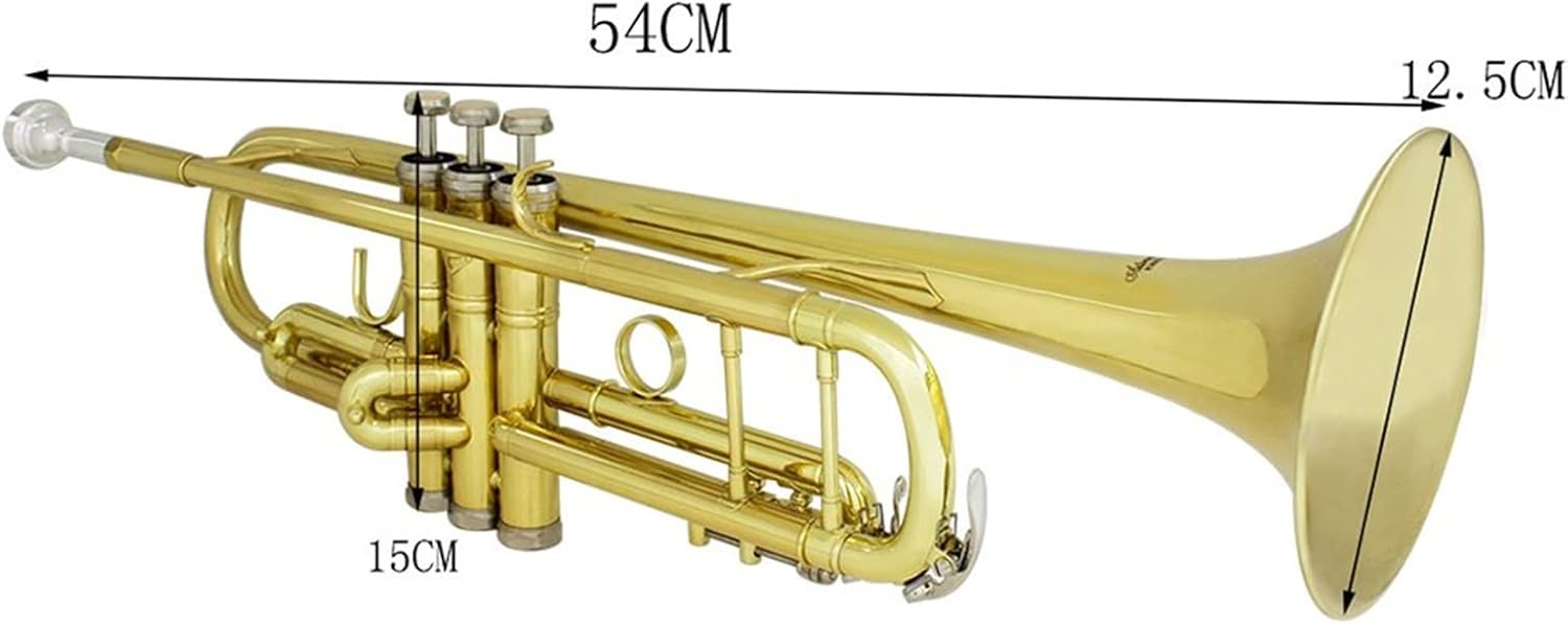 KESHUO Golden Trumpet Bb B Flat Professional Brass Instrument Large Caliber Trumpet with Box Strap Mouthpiece Music Accessories Trumpets
