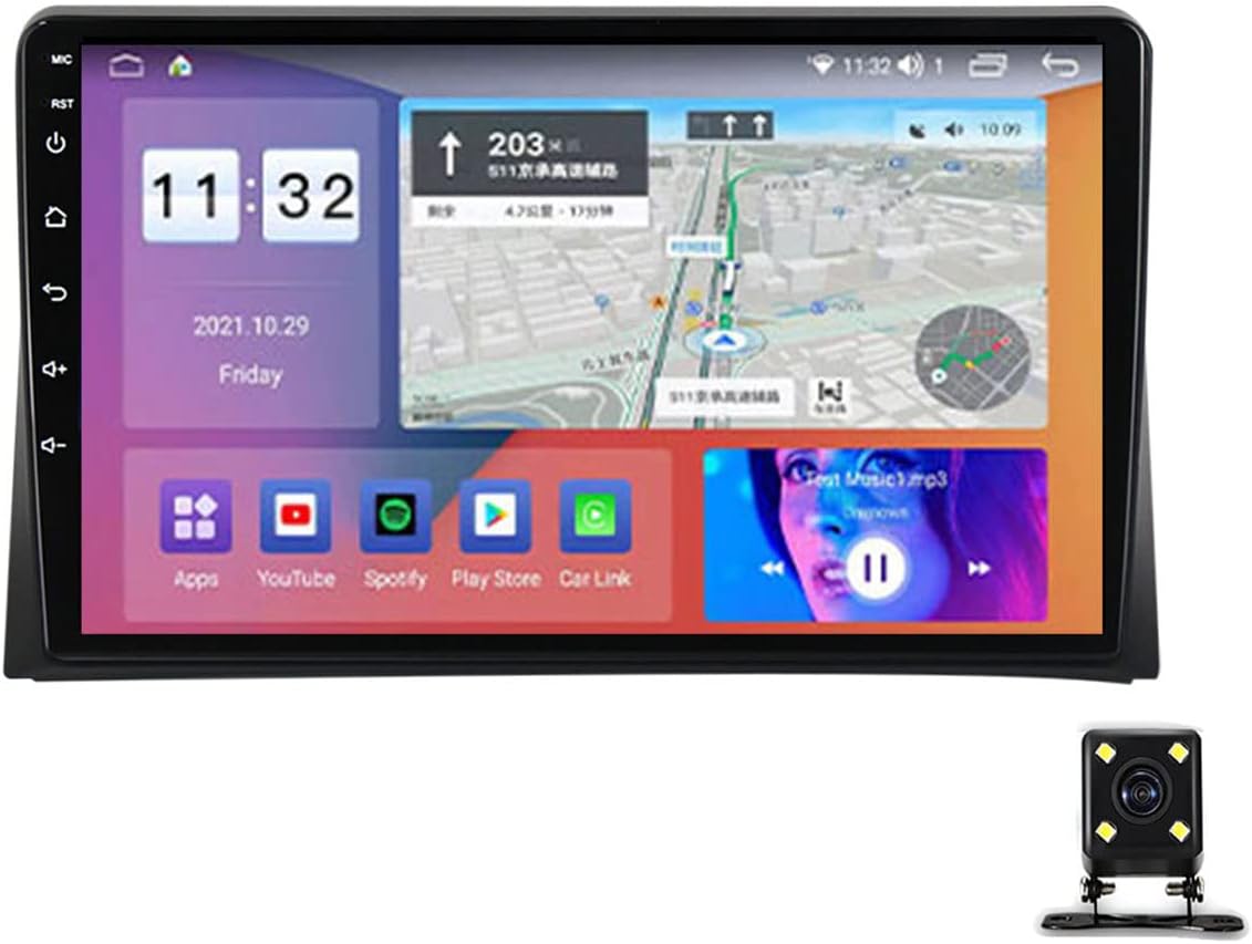 Double Din Car Stereo Receiver, 9 Inch IPS Touch Screen Car Radio Bluetooth MP5 Player for VW Multivan 2003-2015 with Backup Camera/Carplay/RDS/DSP/SWC/4G