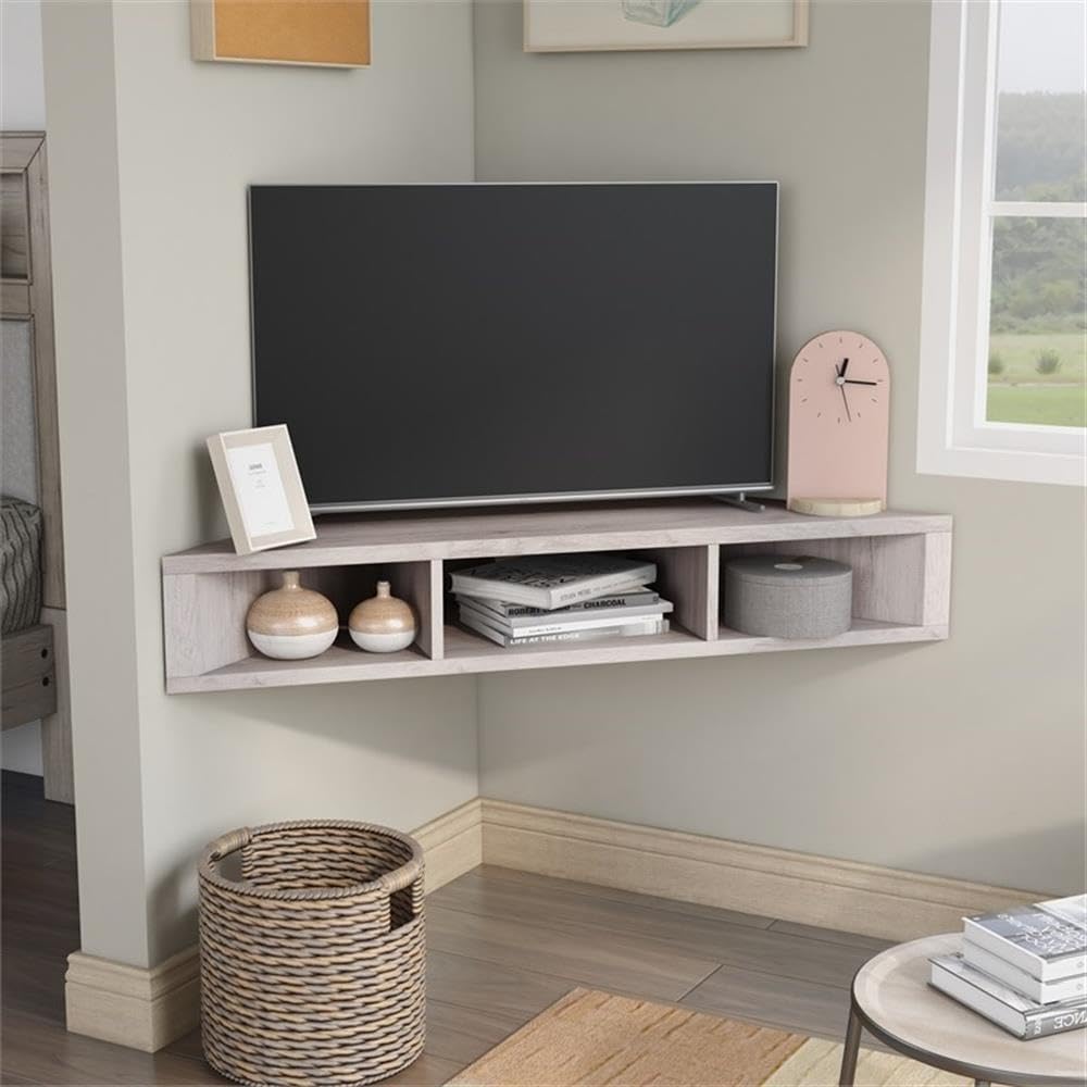 BOWERY HILL Corner Wood Wall Mounted Floating Shelf 42