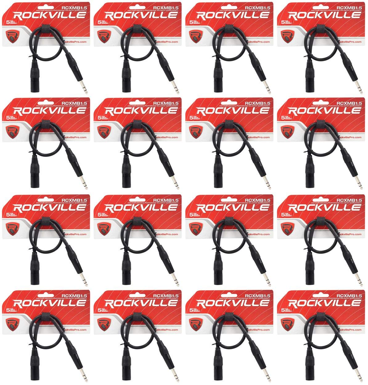 Rockville (16 RCXMB1.5B 1.5' Male REAN XLR to 1/4'' TRS Cable Black 100% Copper