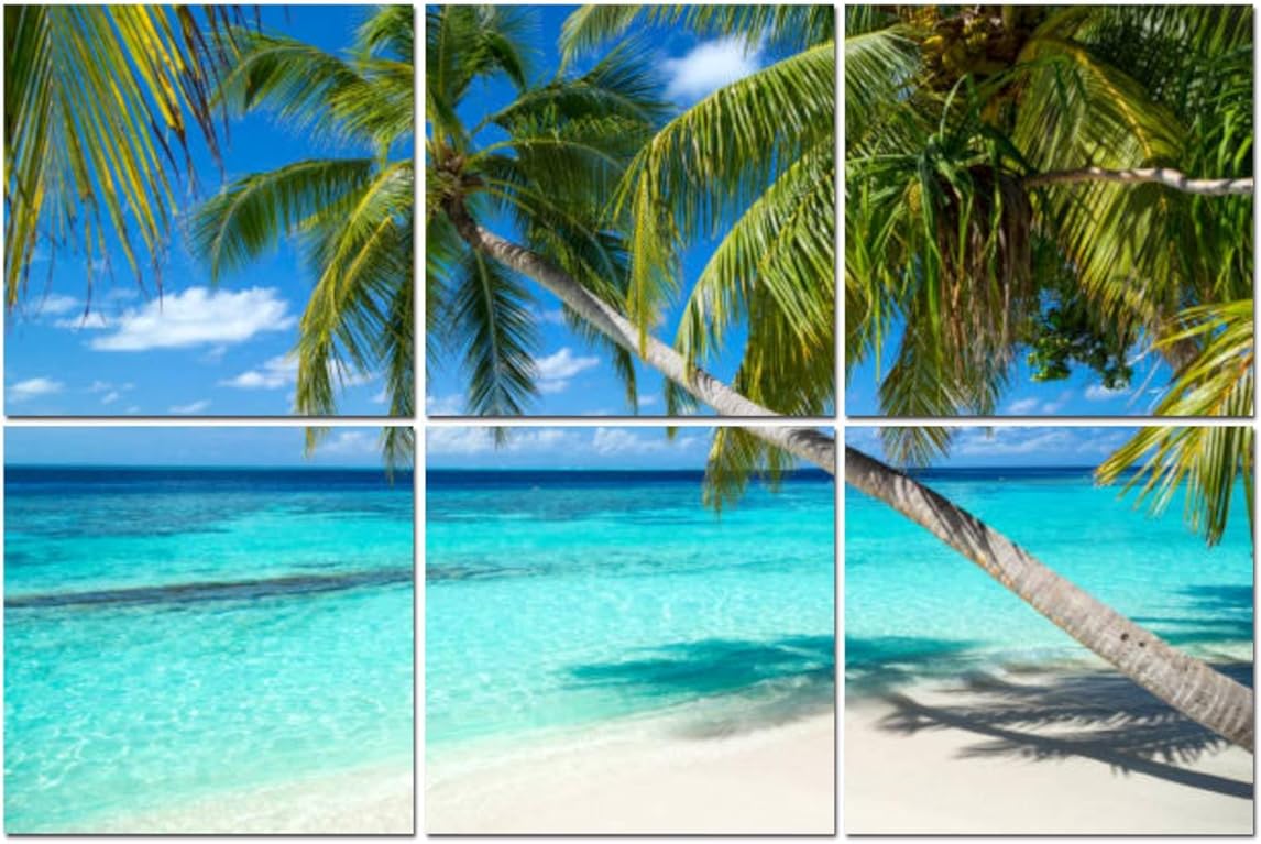6 Pack Art Acoustic Panels Tropical beach Soundproof Wall Panels, 48