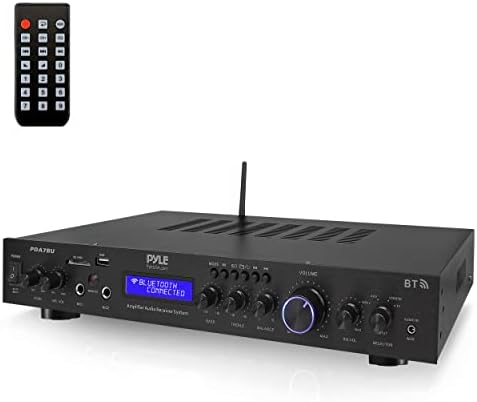 Pyle 5 Channel Rack Mount Bluetooth Amplifier Receiver - Home Theater Amp, Speaker Amplifier, Bluetooth Wireless Streaming, MP3/USB/SD/AUX/FM Radio, 200Watt, w/Digital ID3 LCD Display from - PDA7BU.5