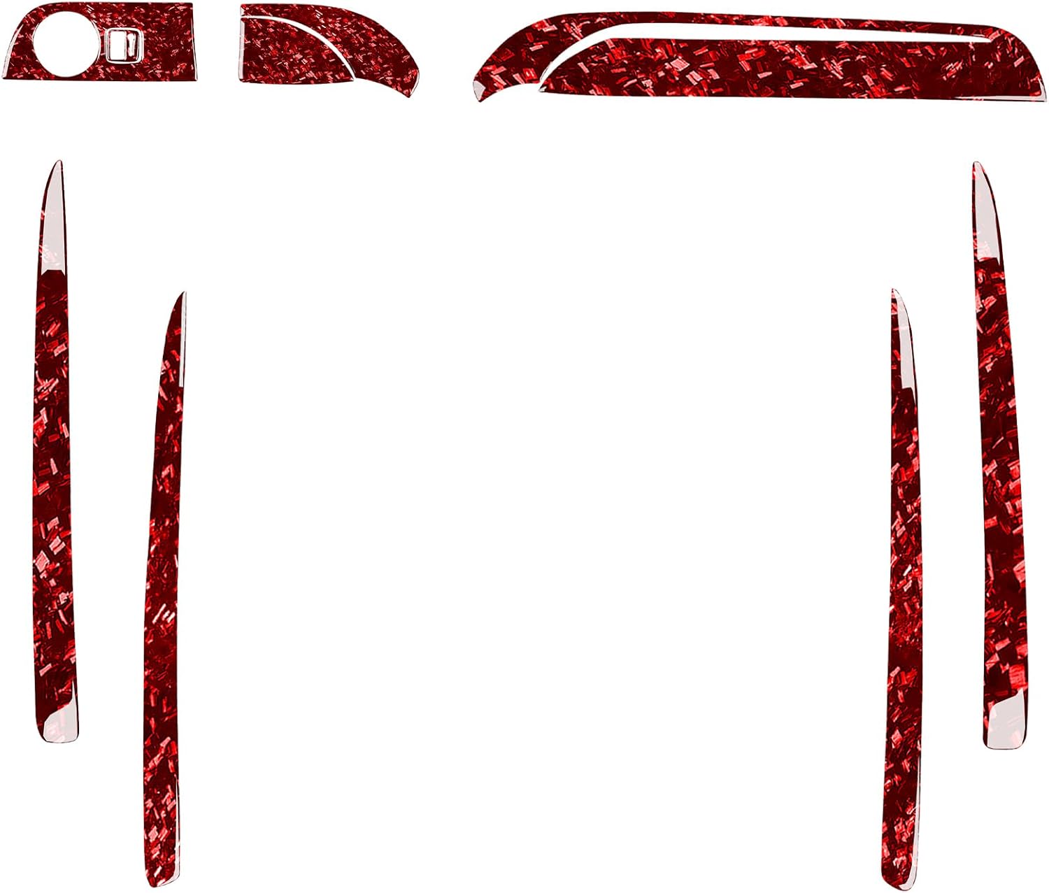 Real Bright Red Forged Carbon Fiber Car Headlight Switch Control Panel and Inner Door Panel Decoration Trim Sticker Set Compatible with Dodge Durango 2011-2020 Auto Interior Accessories