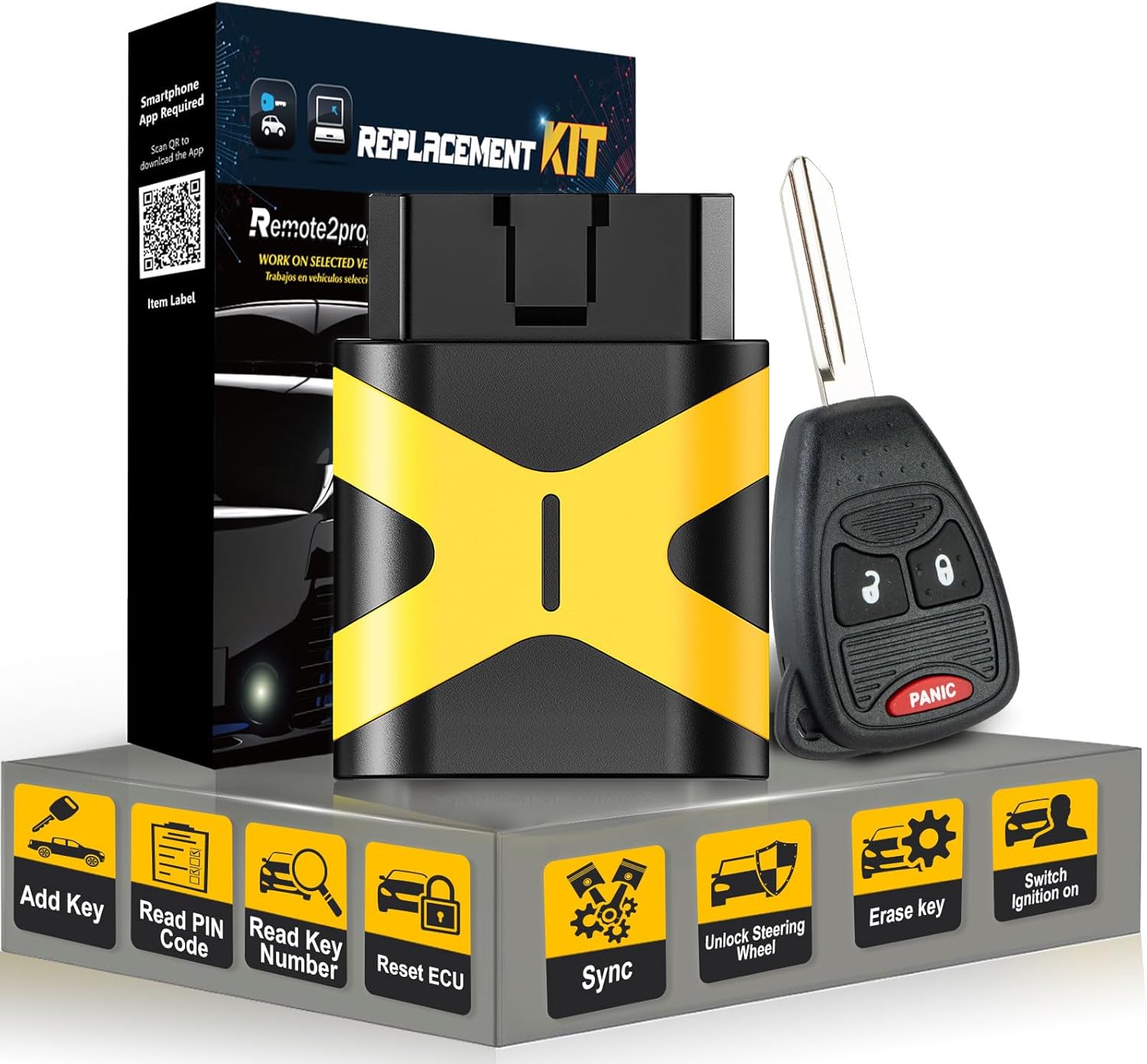 Remote2prgram Uncut Blade Self Programmable Car Key Fob Replacement for Dodge/Chr-ysler with FCC: OHT692427AA (3 Button)