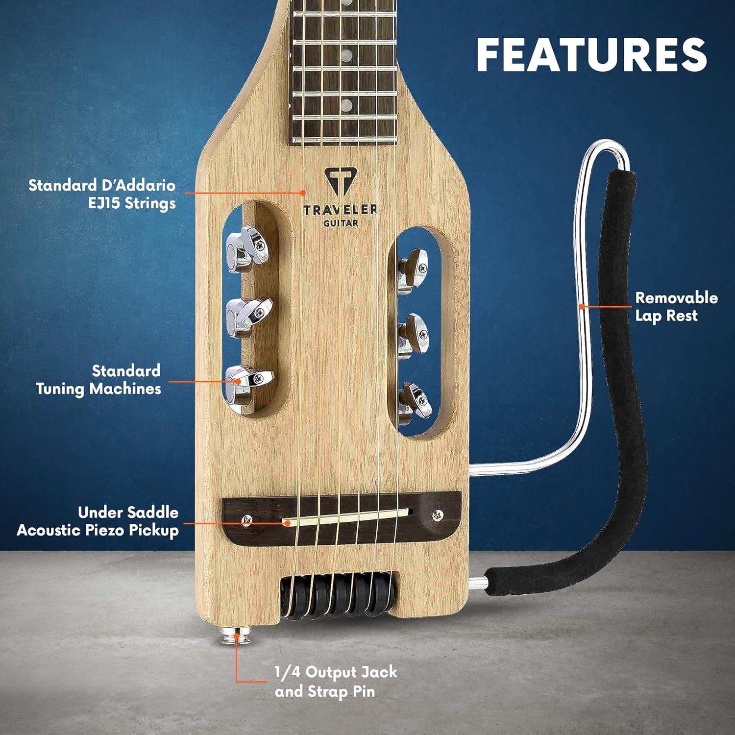 Traveler Guitar Ultra-Light Acoustic Guitar | Portable Acoustic-Electric Guitar | Full 24 3/4