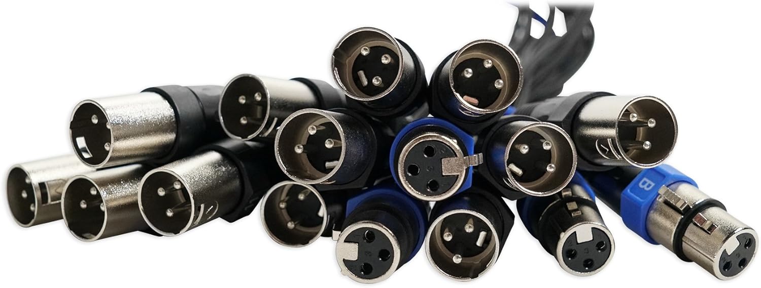 Rockville SX1650 16 Channel 50 Foot XLR Snake Cable, 100% OFC, Double Shielded, Labeled and Numbered, Heavy-Duty Stage Box for Live Sound and Studio