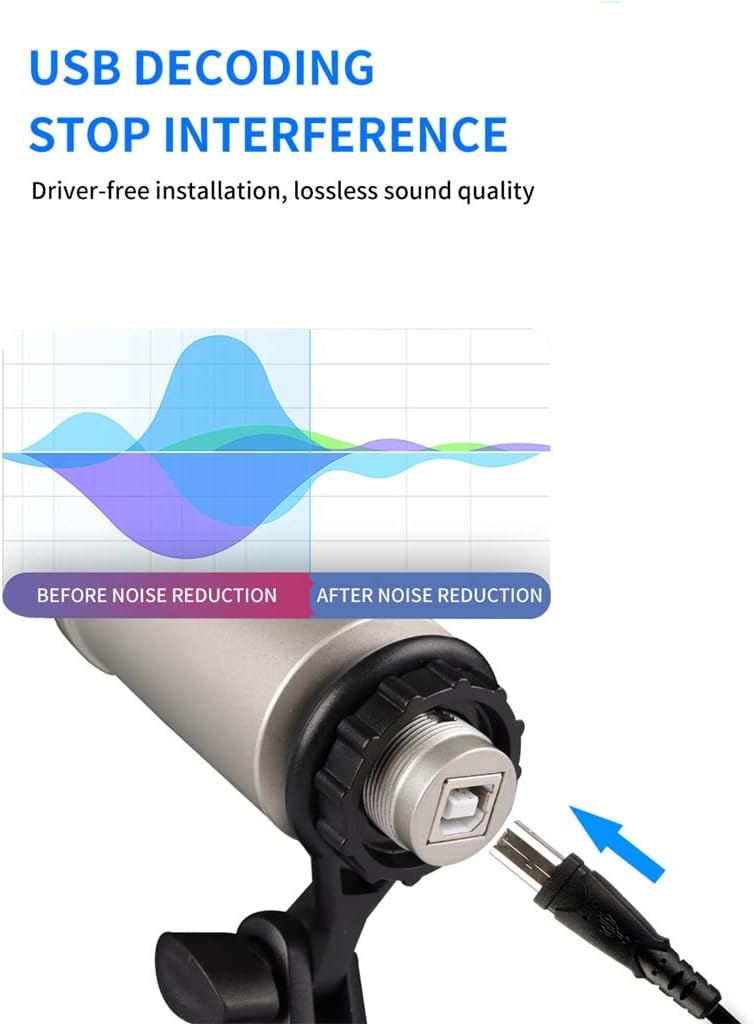 USB Microphone for Recording/Streaming/Games, Professional Microphone for PC/Laptop, Voice Volume Control (A 4.3 * 16.2cm)