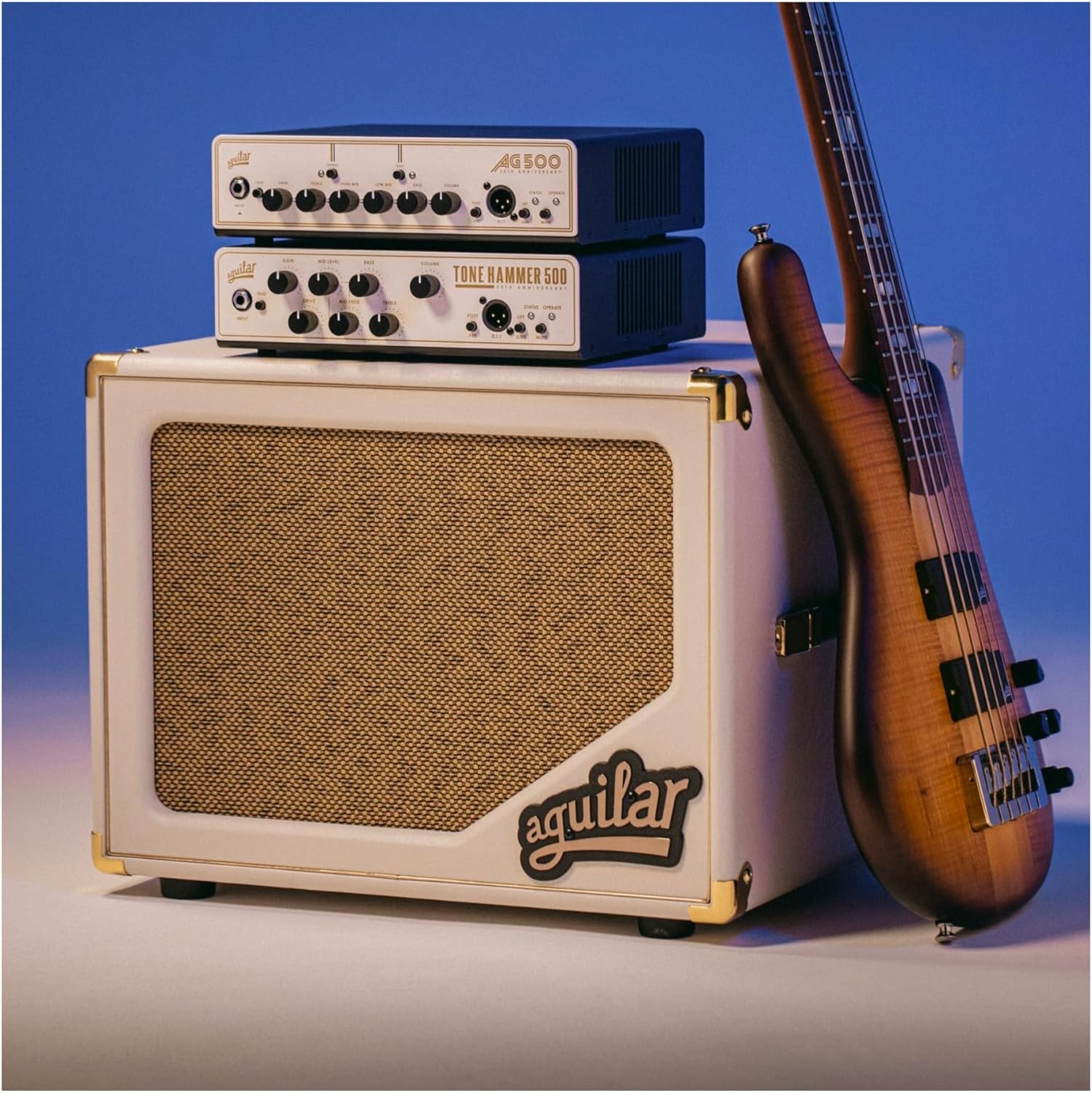 Aguilar Tone Hammer 500 Bass Amplifier 30th Anniversary Edition with Aguilar Cabinet Suite, Solid State Preamp, and Class D Power (Pearl)