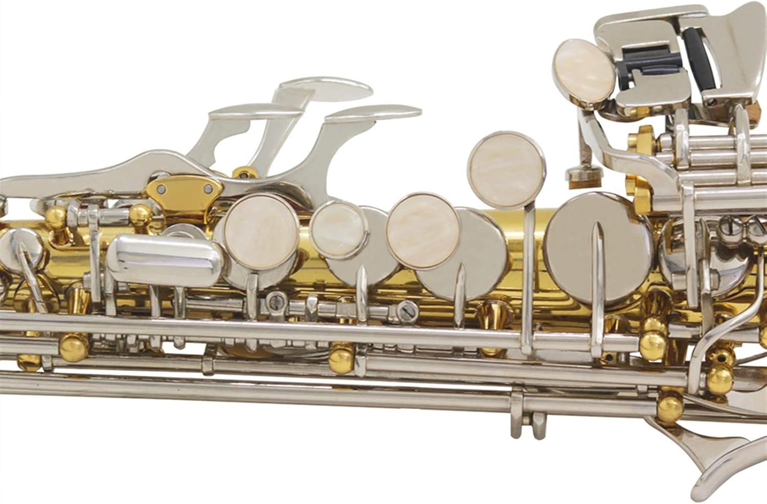 Bb Saxophone Brass Straight Pipe Sax Woodwind Musical Instrument with Leather Box