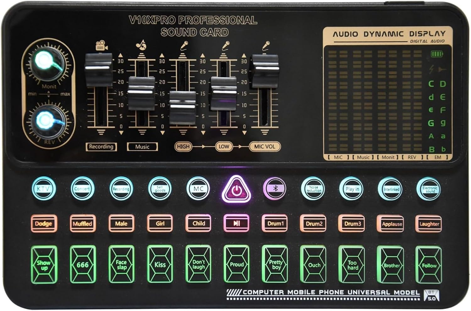 Sound Card Kit BM800 V10XPro Mixer Sound Card Studio Audio Mixer Singing Noise Reduction Microphone Voice Live Broadcast Phone Computer Record Studio Setup For Recording Music