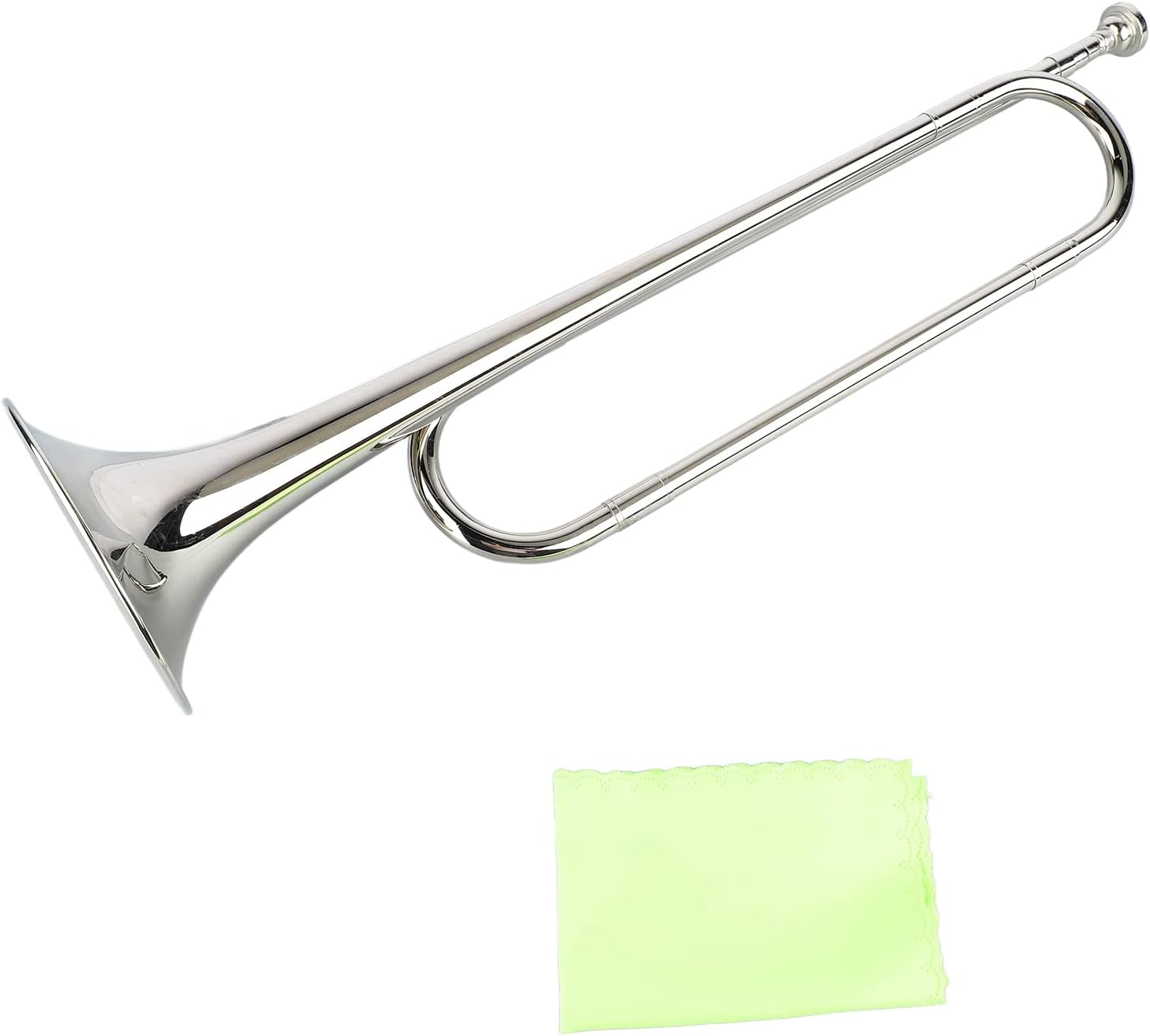 Diydeg Bugle Cavalry Trumpet - B Flat Brass Retro Standard Trumpet Musical Instrument for School Band Cavalry Orchestra