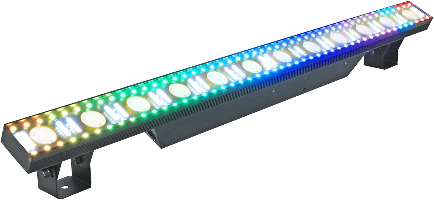 Rockville Pixel Hybrid Bar 90W Light Strip Wash/Strobe/Blinder, Battery-Powered, Wireless DMX, RGB Effects, Perfect for DJs and Stage Performers
