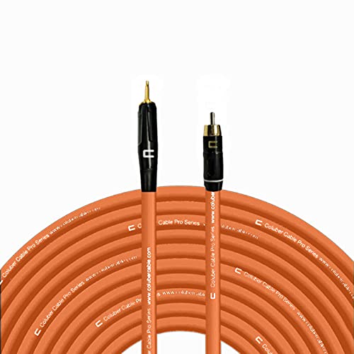 COLUBER CABLE 3.5 TS Male to RCA Male - 200 Feet - Orange - Pro 3-Pin Microphone Connector for Powered Speakers, Audio Interface or Mixer for Live Performance & Recording
