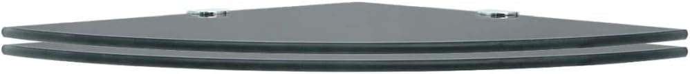 Corner Shelf Set of 2 Black Tempered Safety Glass 9.8x9.8 in Décor Accent