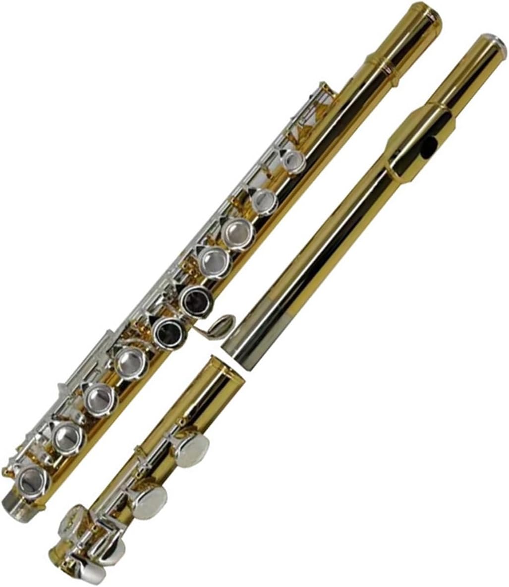 Professional Flute Instrument Flute Gold Plated 16 Closed Open Holes E Key Wind Instrument(1)